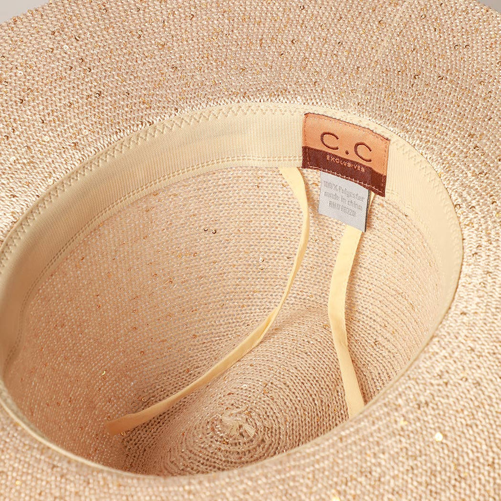 Sequined Knitted Panama Hat