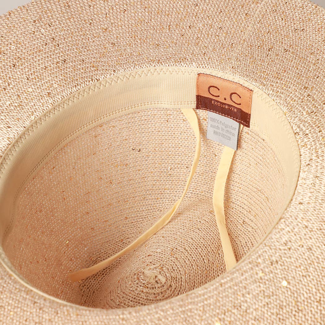 Sequined Knitted Panama Hat