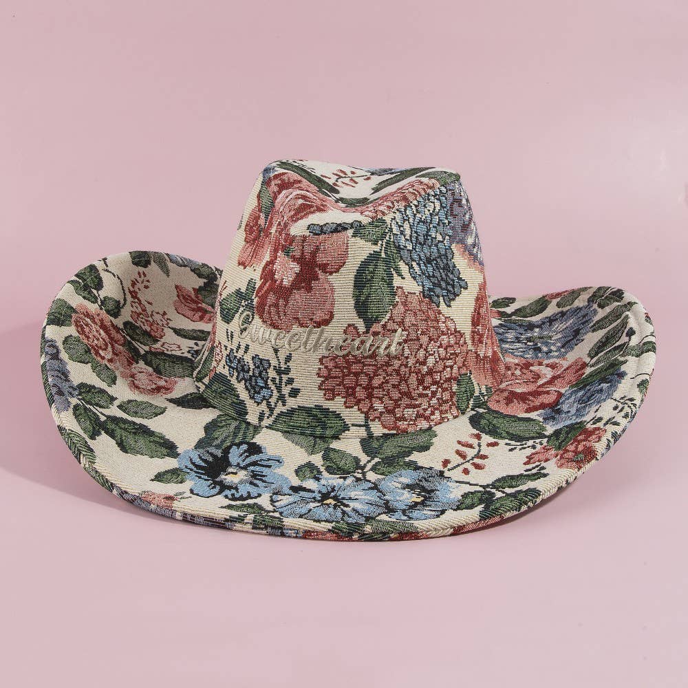 Sweetheart Script Floral Tapestry Cowboy Hat