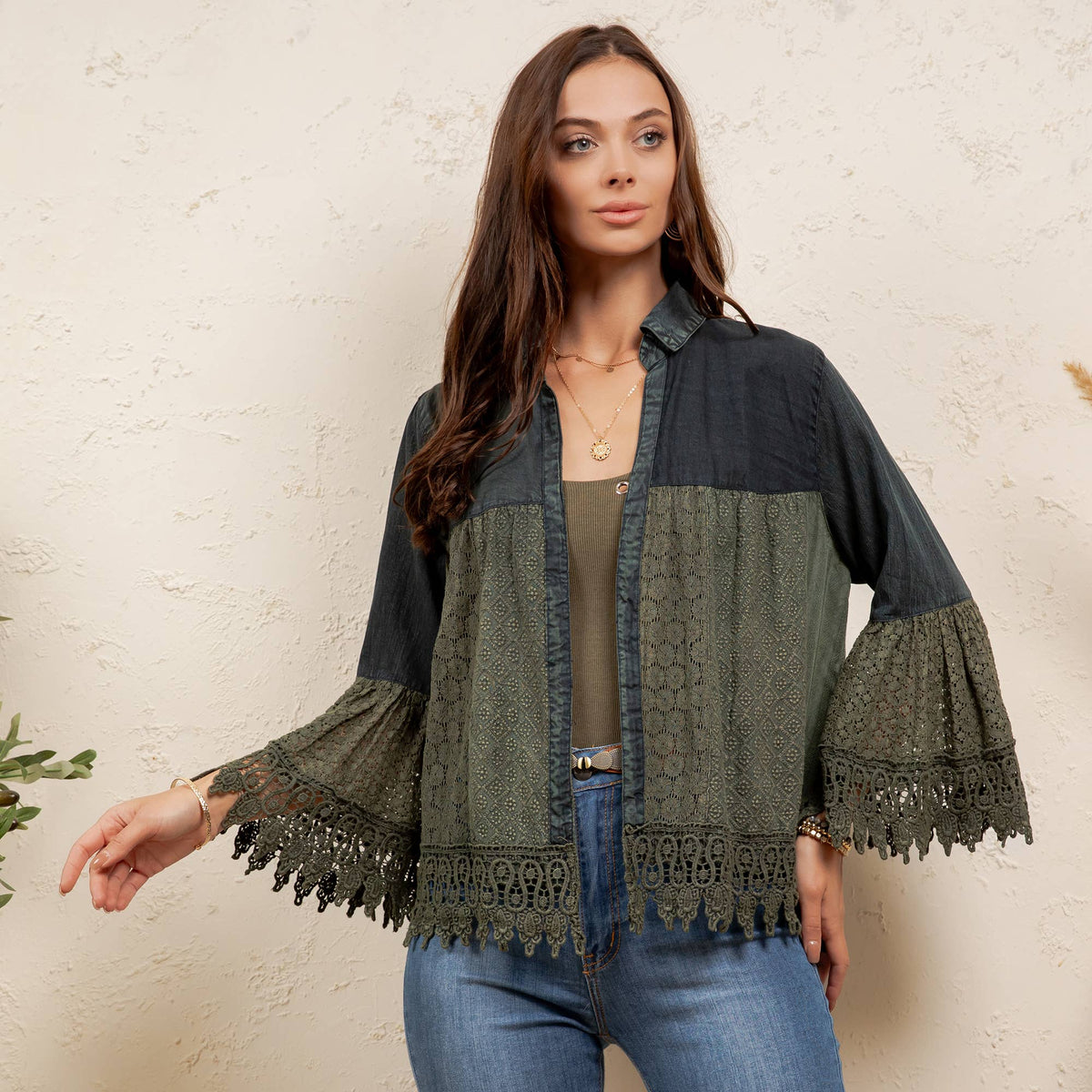Juniper Crochet Lace Bell Sleeve Jacket