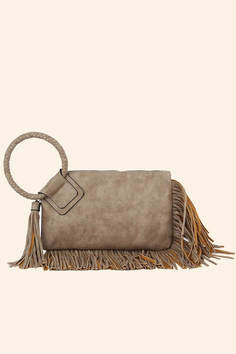 Fringe Cuff Clutch Tassel Wristlet Clutch Bag