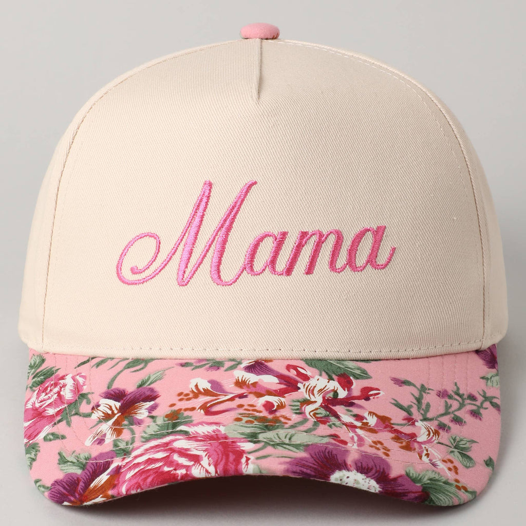 Mama Embroidery Floral Two-Tone Trucker Hat