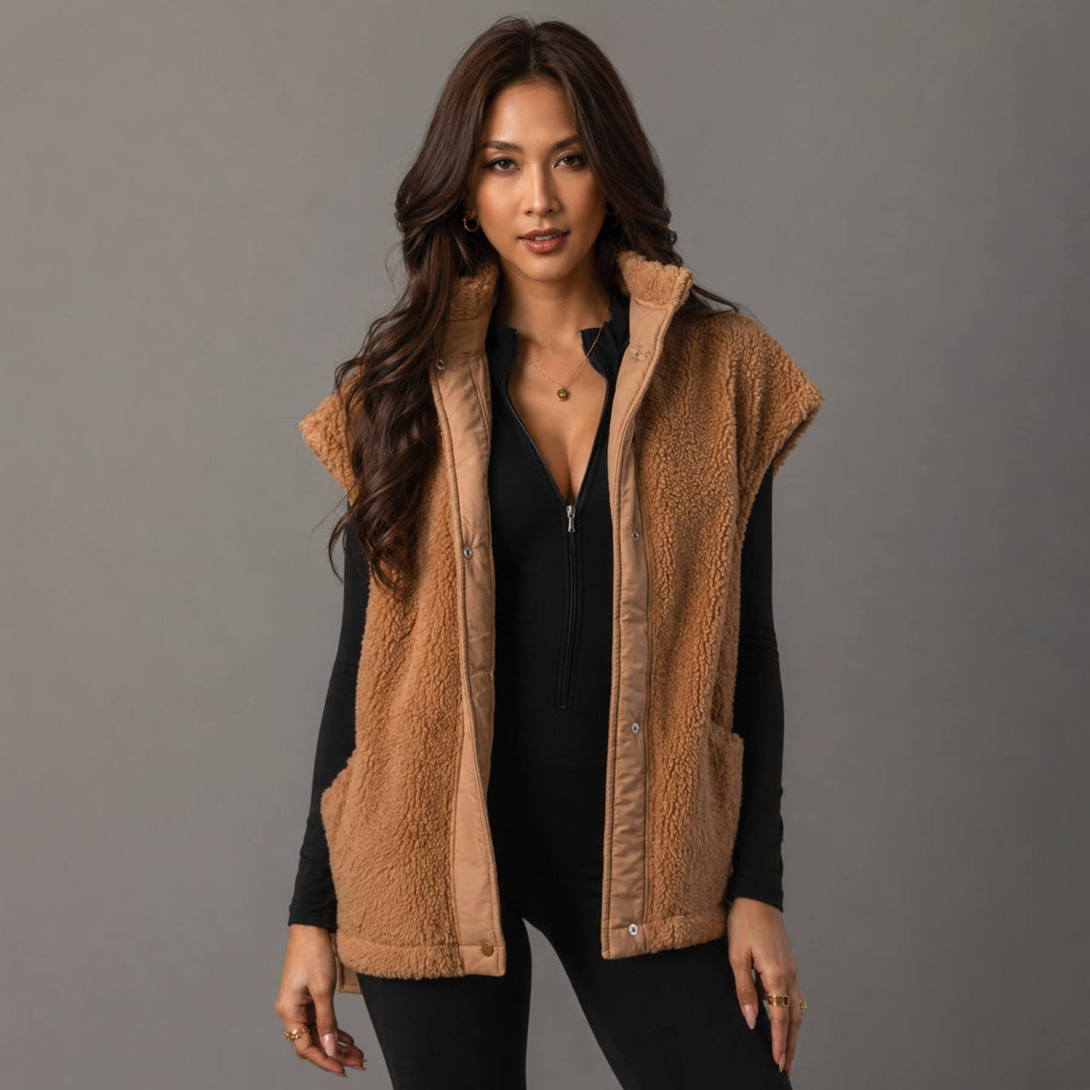 Camel Fleece Vest