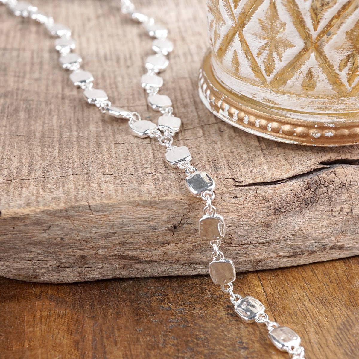 Desert Cascade – Textured Square Long Lariat Necklace