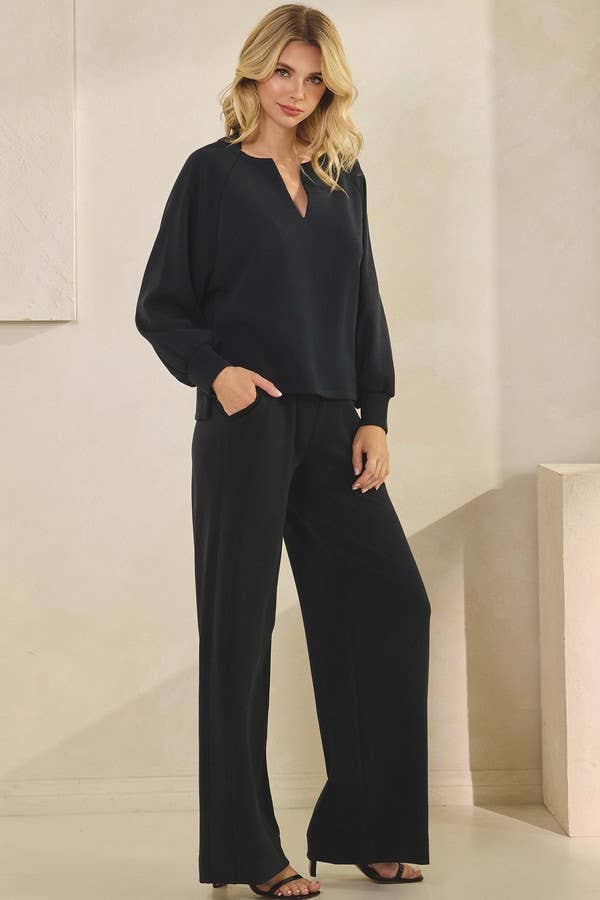 Sofie Soft Top and  Wide Leg Pant Matching Set