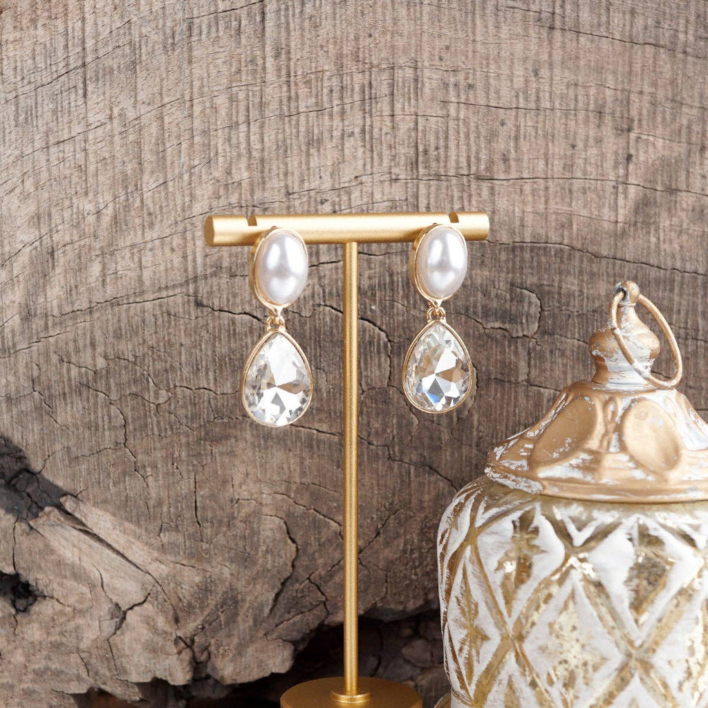 Moonlit Grace – Classic Teardrop Jeweled Statement Earrings