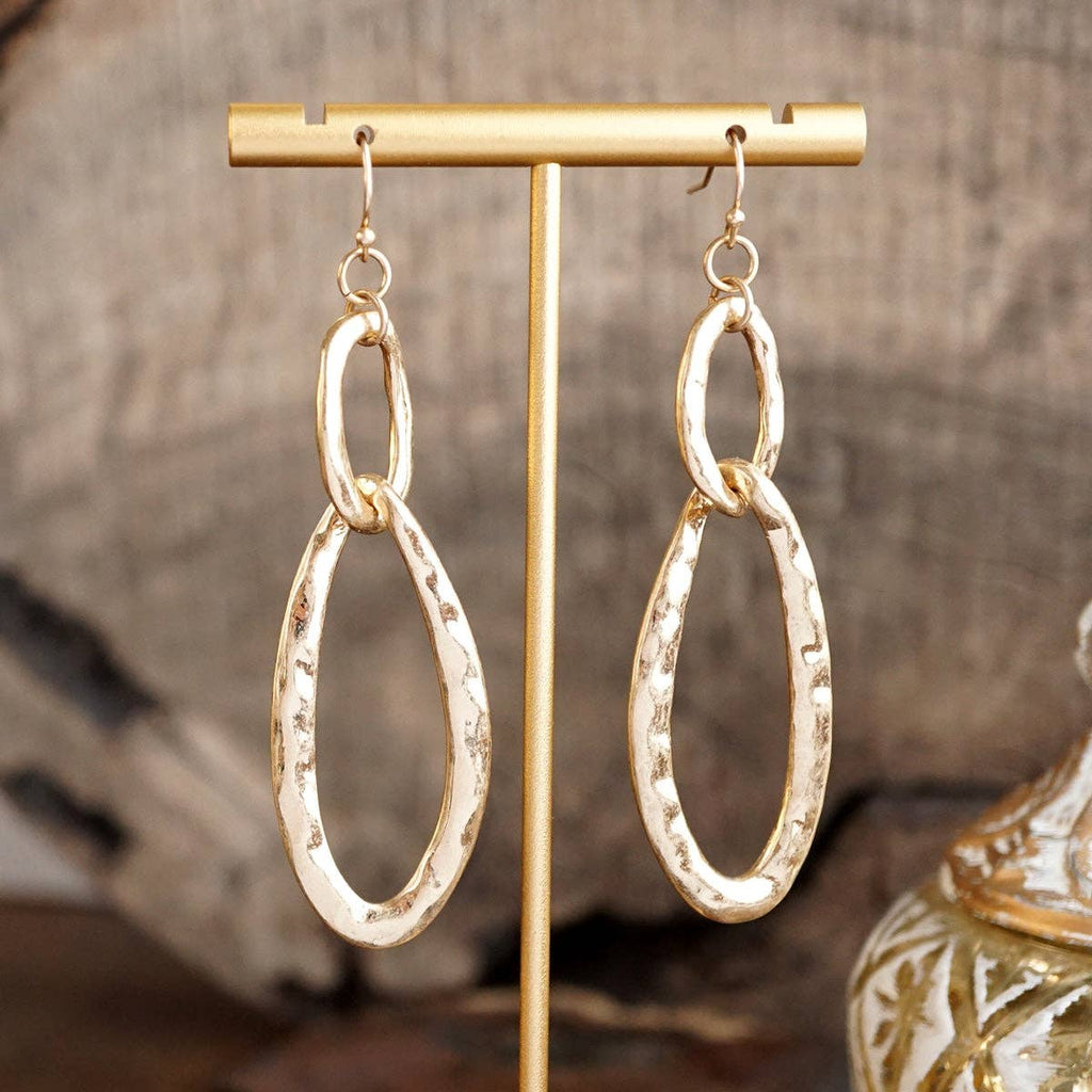 Molten Loop – Hammered Oval Link Drop Earrings