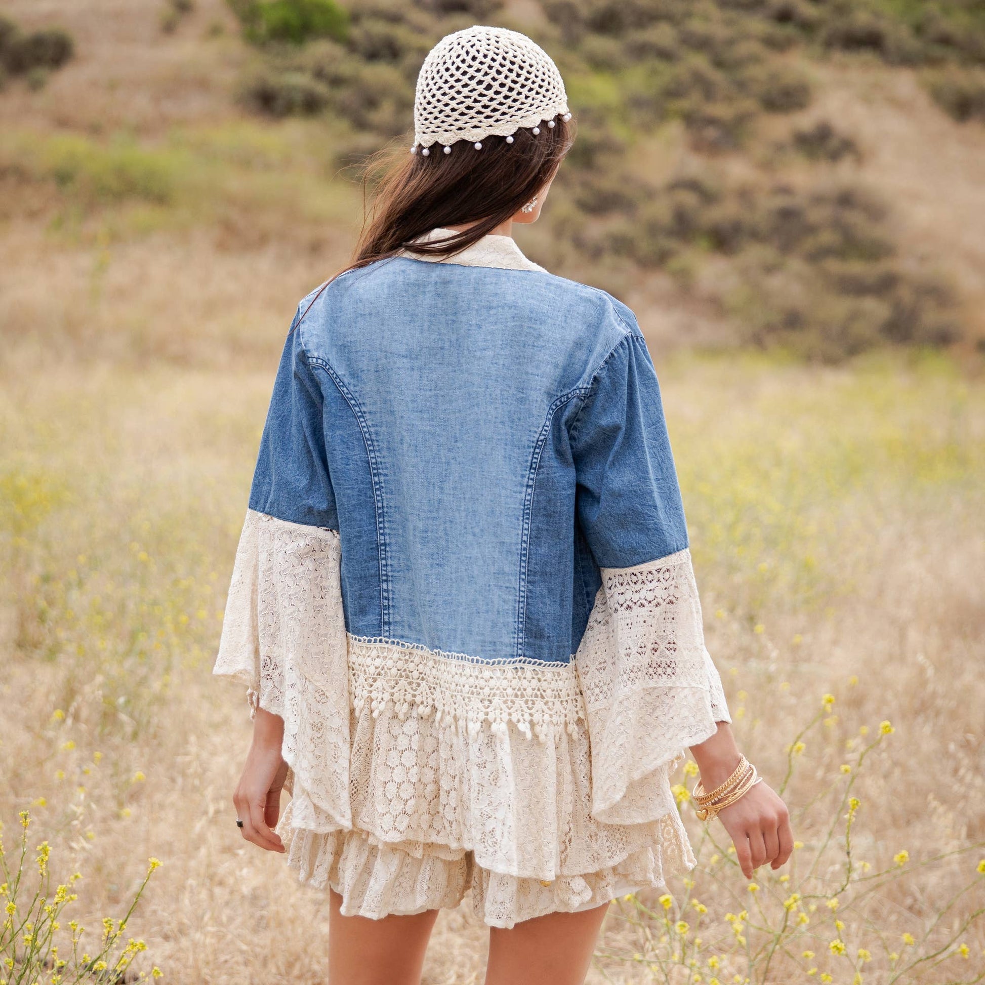 Desert Dream Denim & Lace Kimono