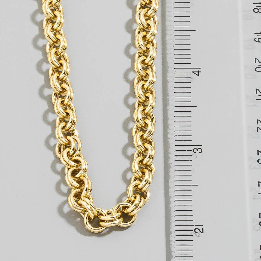 Gold Dipped Double Rolo Chain Necklace