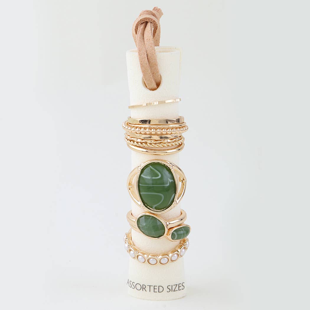Multi Marble Stone Stackable Rings