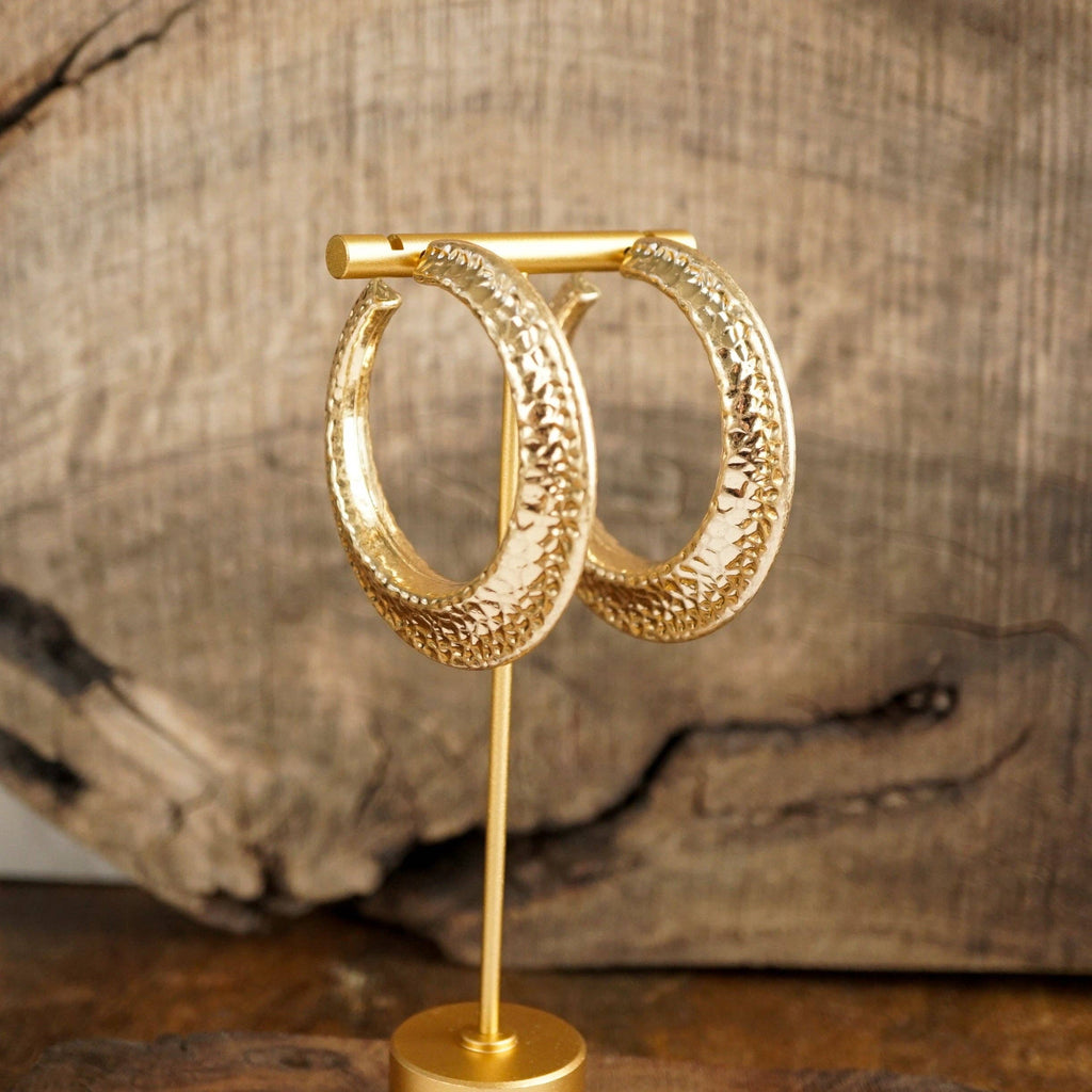 Gilded Echo – Textured Statement Hoop Earrings
