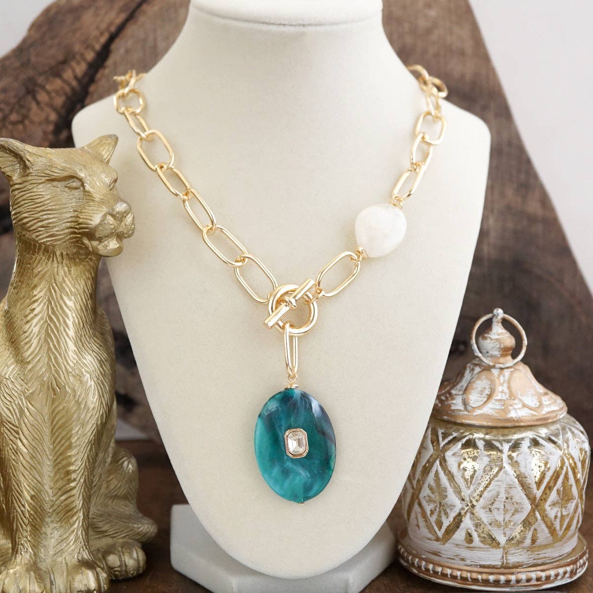 Prism Drift – Marbled Acrylic Stone Lariat Necklace