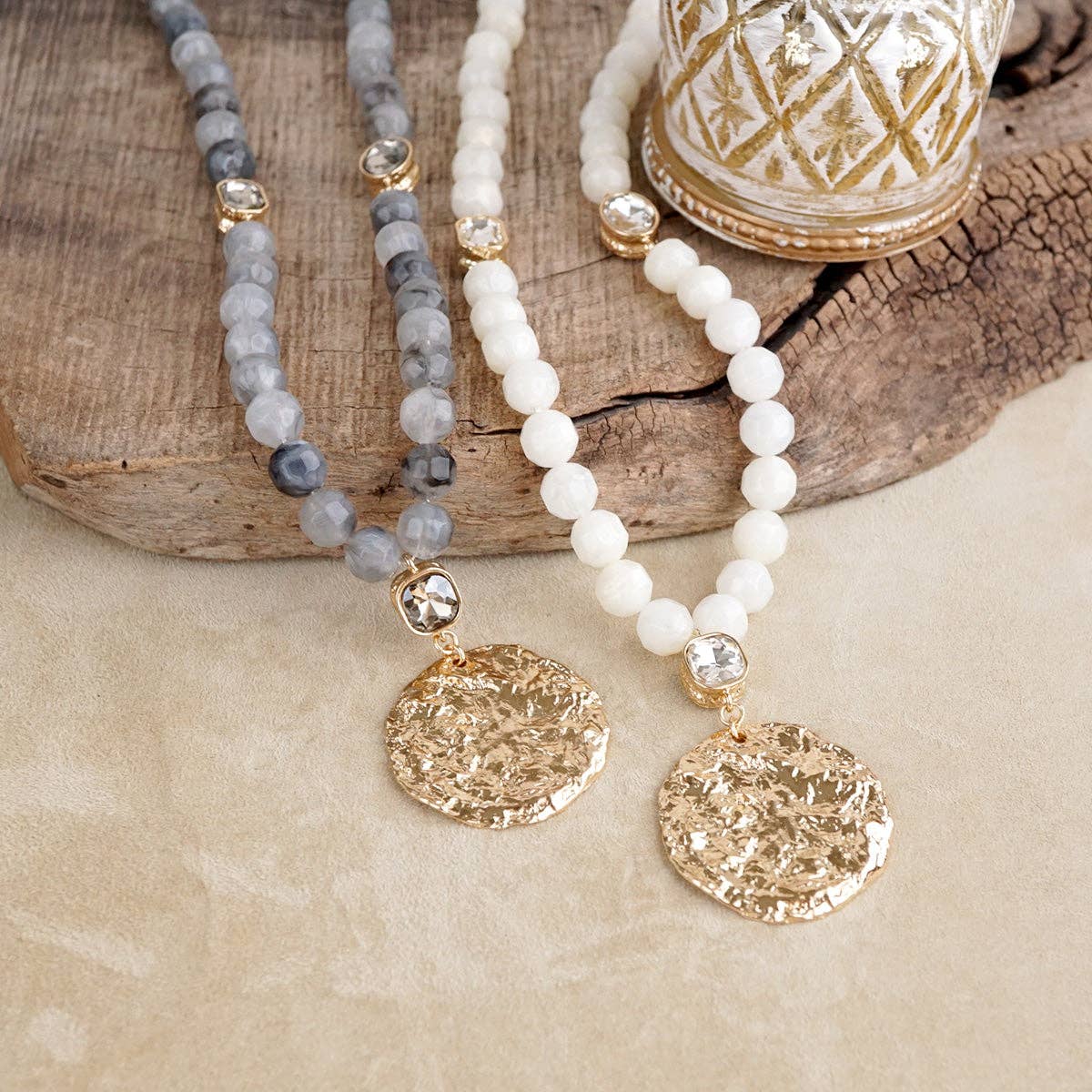 Long Coin Chunky Beaded Necklace – Marbled Muse
