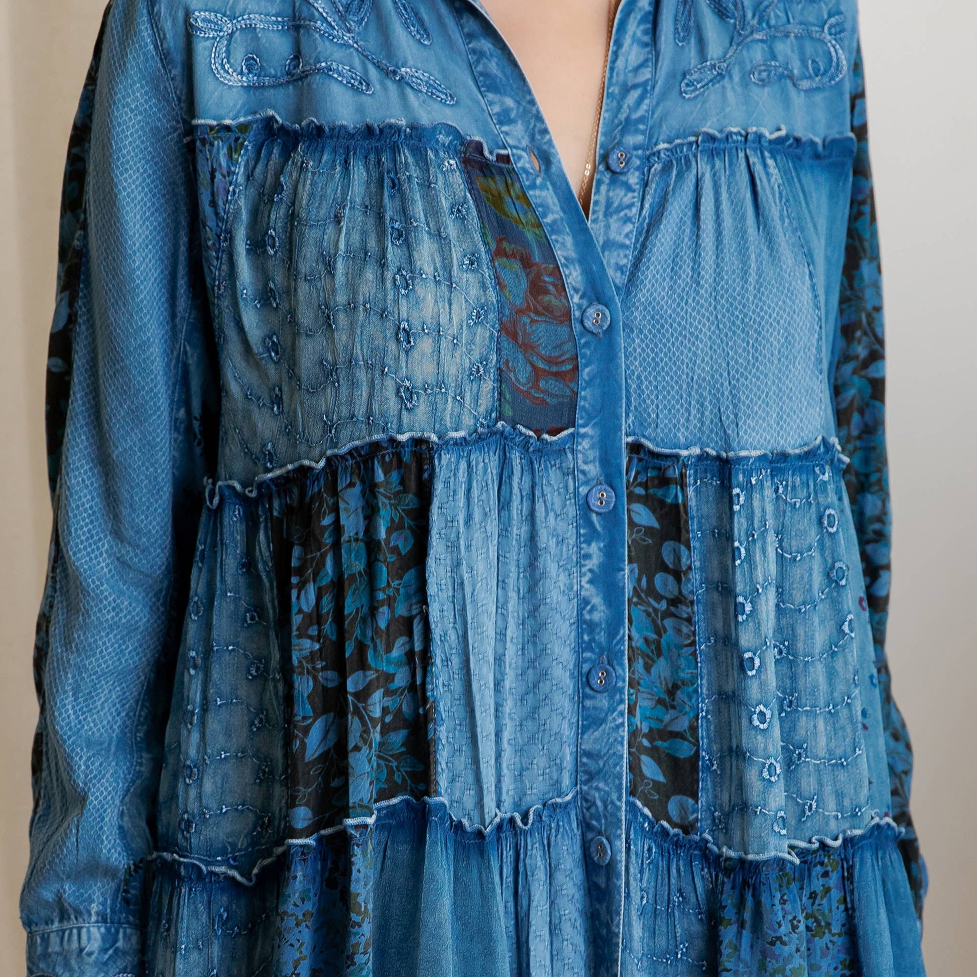 Boho Patchwork Babydoll Summer Dress