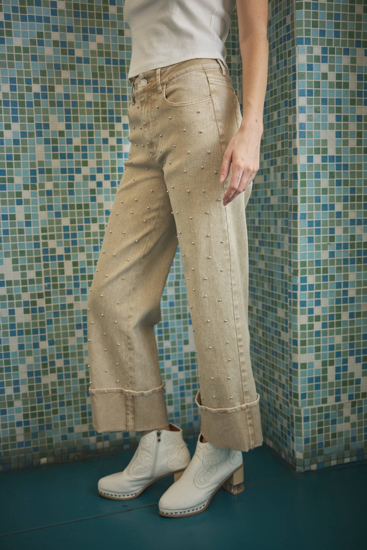 Estelle Studded Cuff Jeans