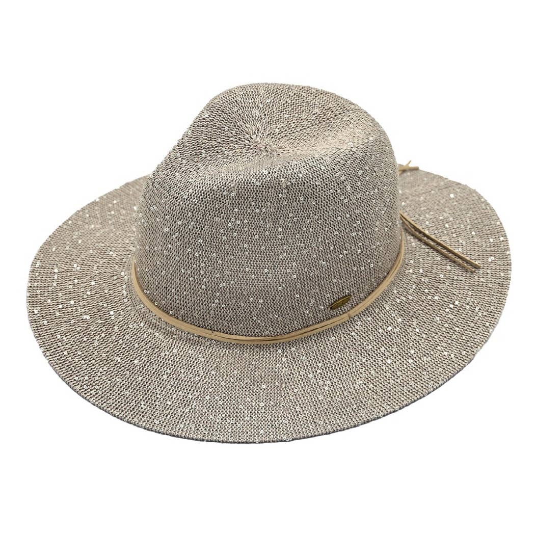 Sequined Knitted Panama Hat