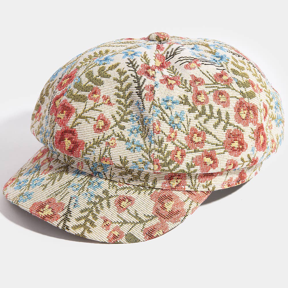 Marielle Floral Tapestry Newsboy Cap