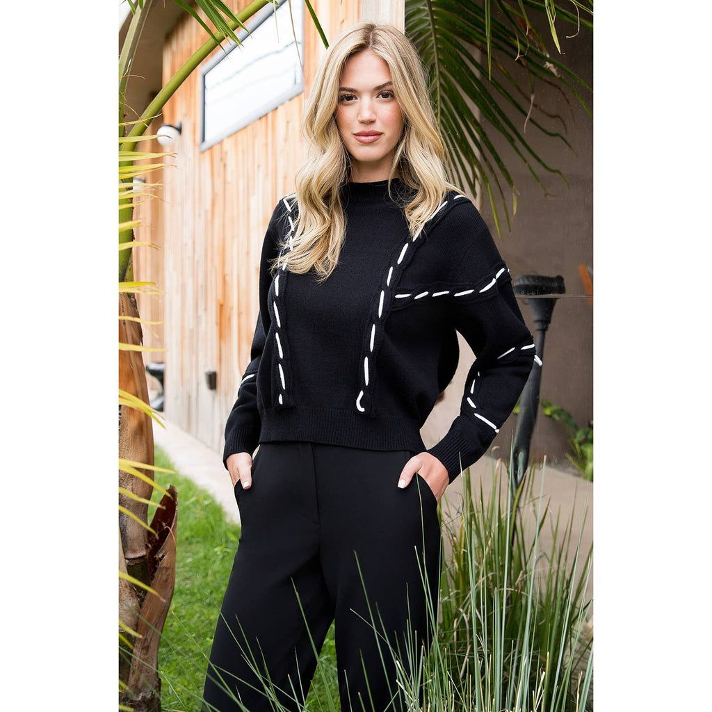 Contrast Stitch Knit Sweater