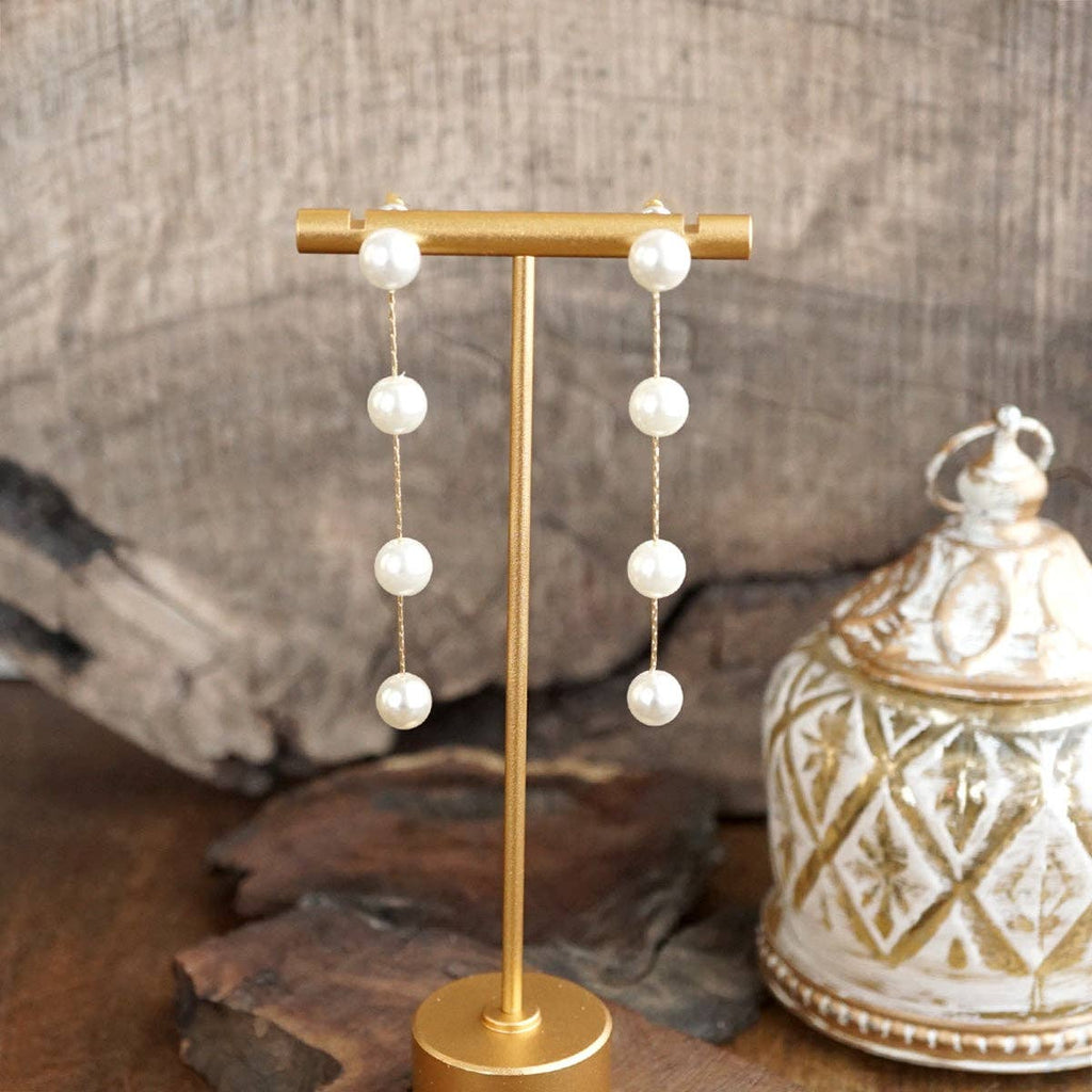 Moonlit Cascade – Pearl Strand Timeless Drop Earrings