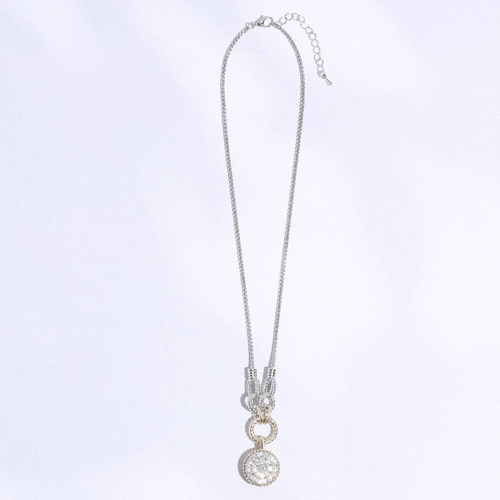 Round Pave Pendant Chain Necklace