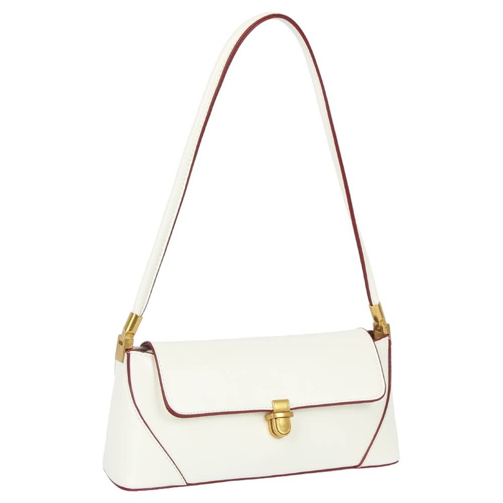 Push Lock Flap Shoulder Bag