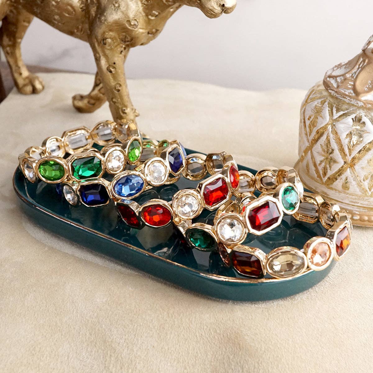 Emerald Green Statement Stretch Gem Bangle