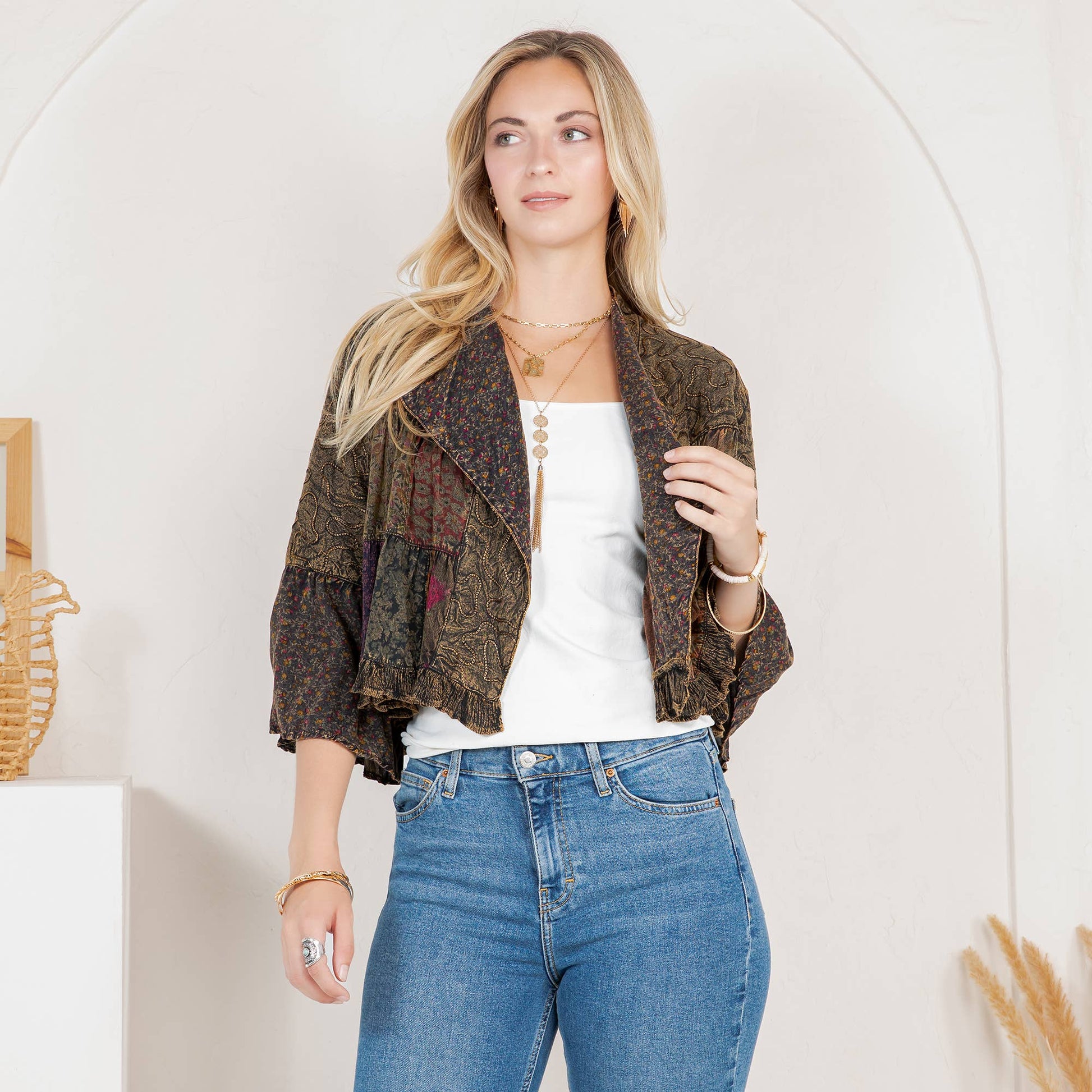 Boho Embroidery Detailing Cropped Summer Top