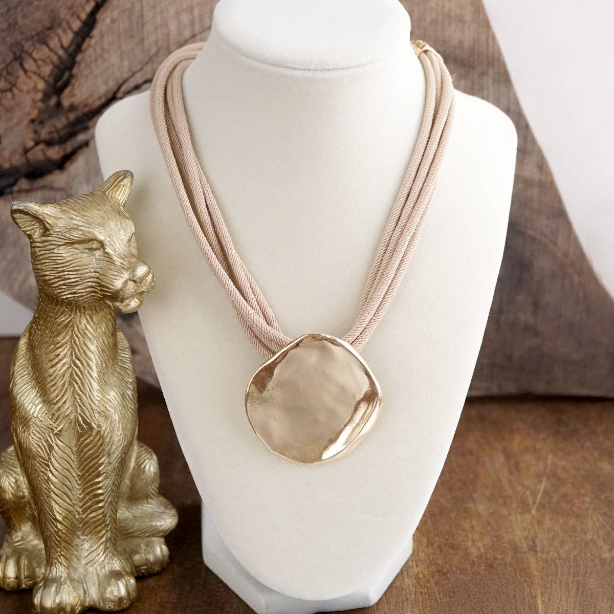 Golden Current – Multi-Cord Coin Pendant Necklace
