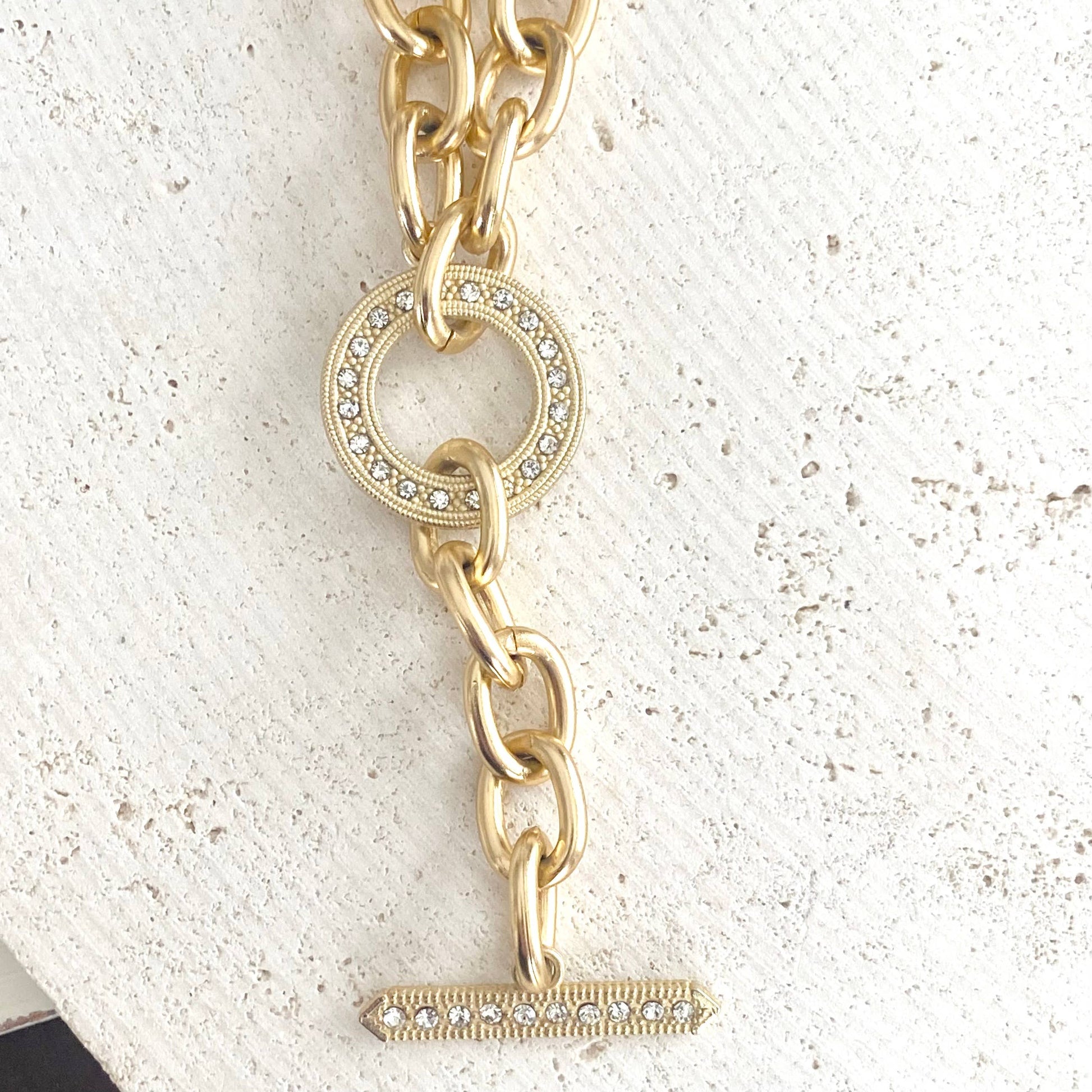 Chunky Y Chain Matte Gold Necklace 