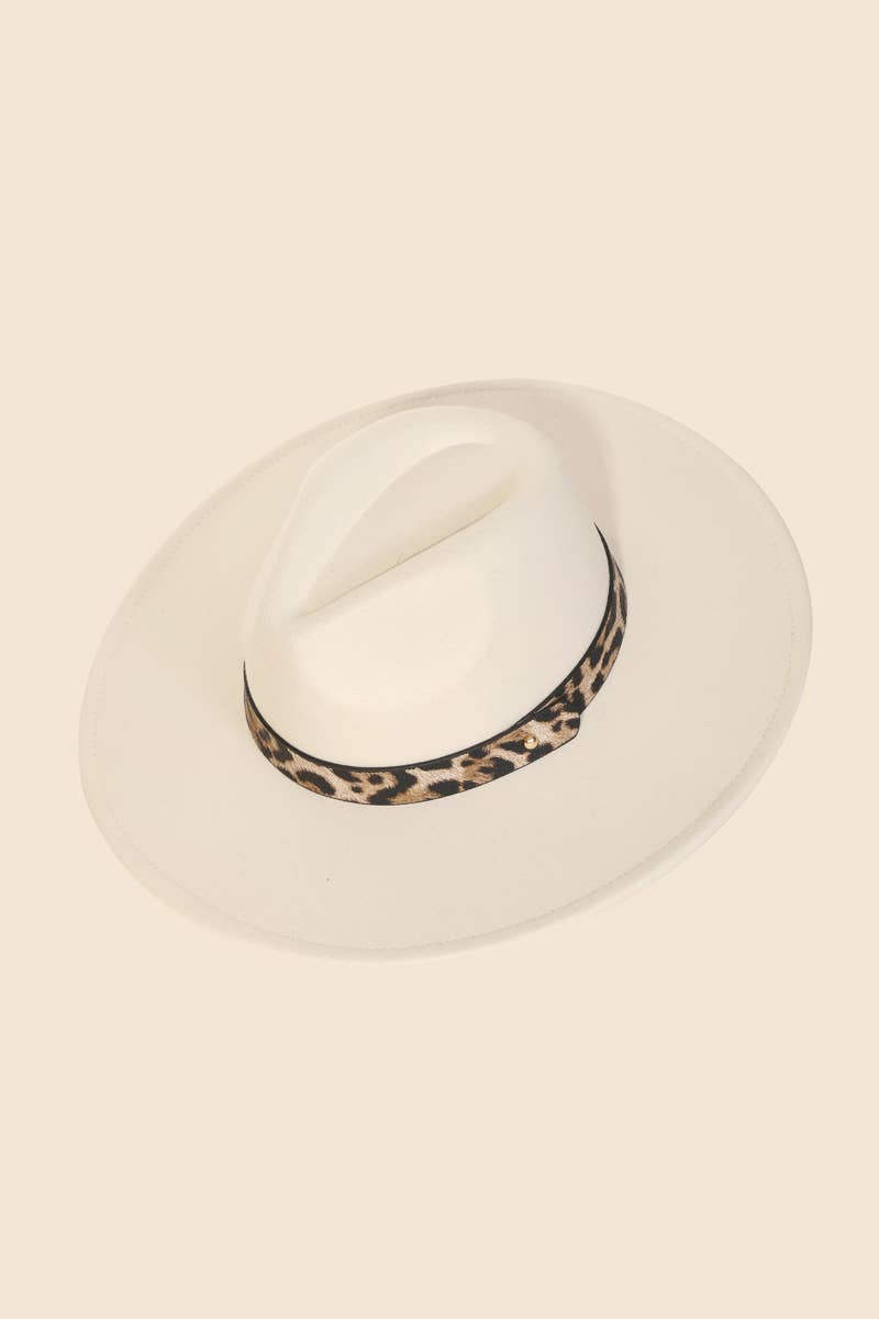 Falling For You Leopard Trim Fedora Hat