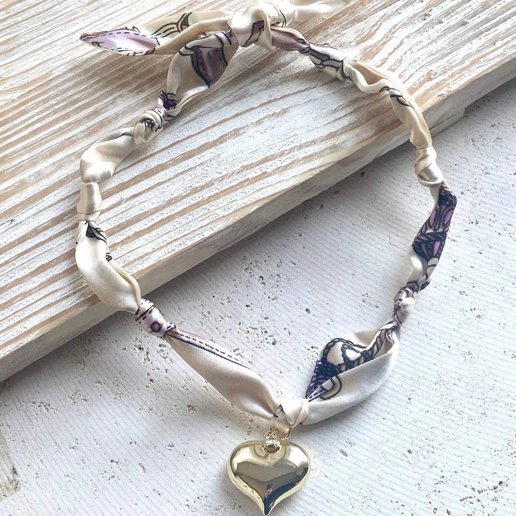 Scarf Necklace w/ Charms + Pendants