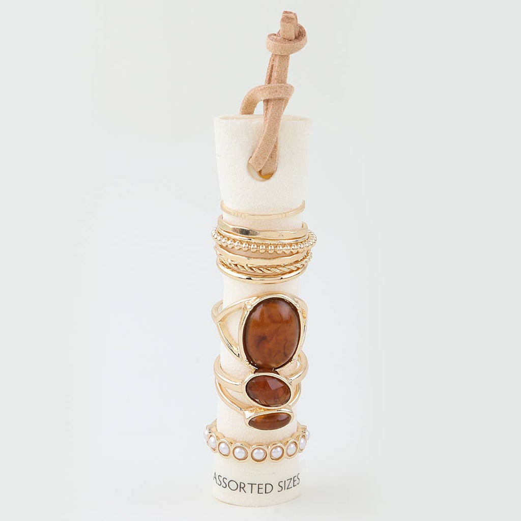 Multi Marble Stone Stackable Rings