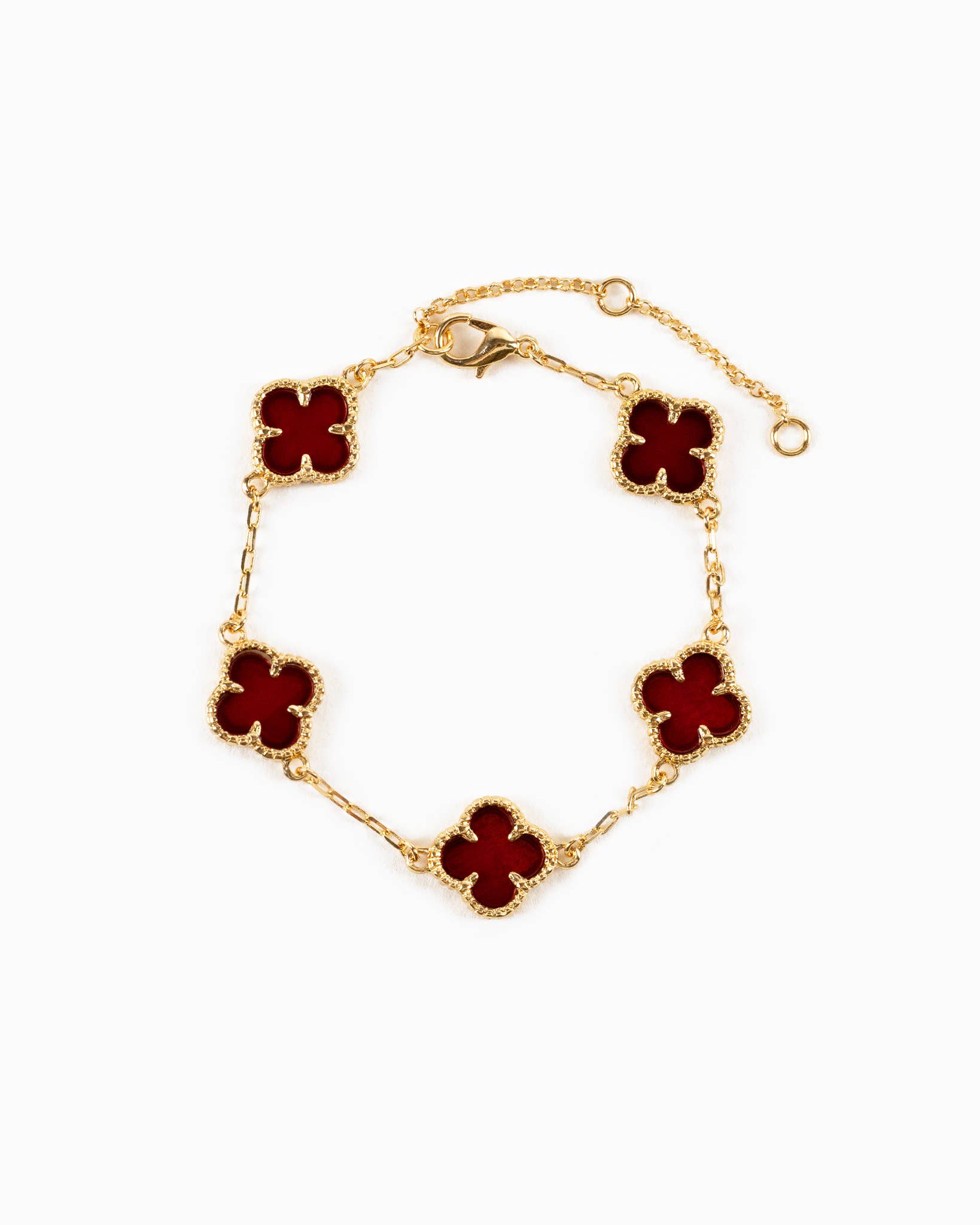 Double Sided Pearl Clover Chain Bracelet
