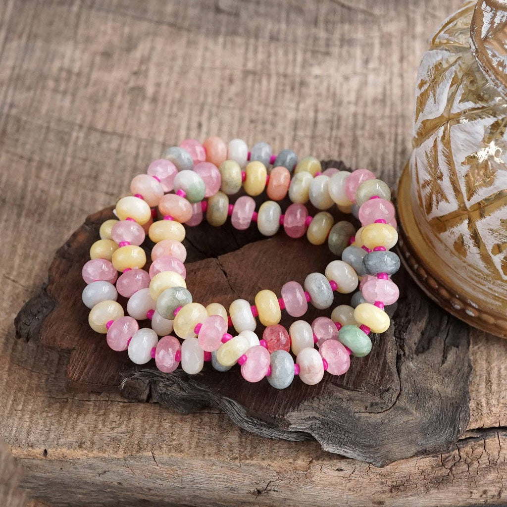 Sunlit Drift – Crackle Glass Rondelle Bracelet Set