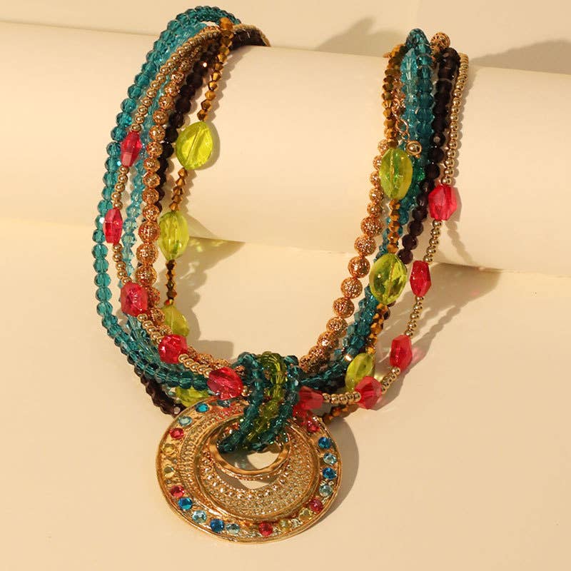 Opulent Multicoloured Crystal Beaded Necklace
