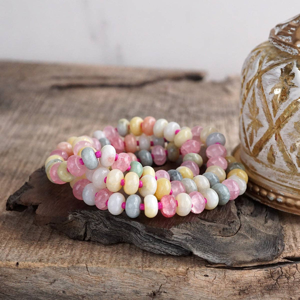 Sunlit Drift – Crackle Glass Rondelle Bracelet Set