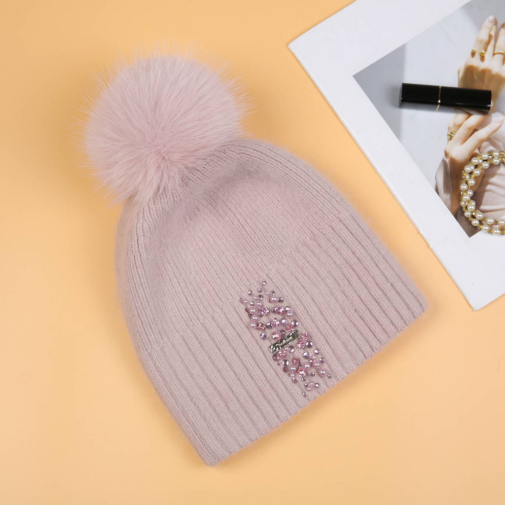 Decorative Perlies Accent Pompom Hat SD120