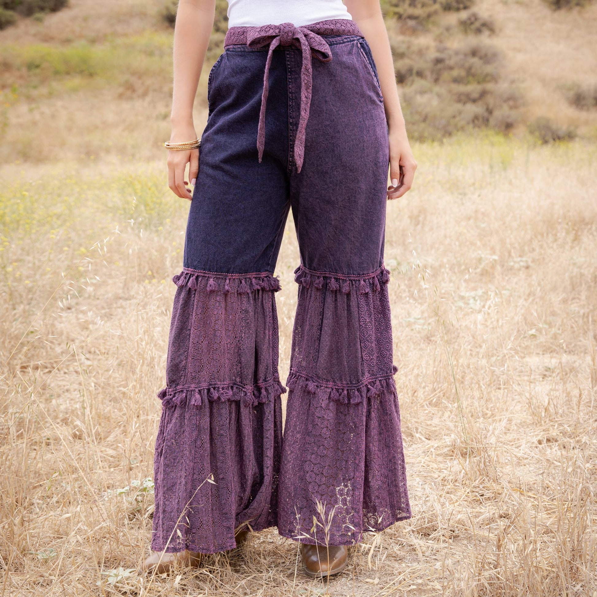 Wildflower Tiered Lace Wide Leg Pants