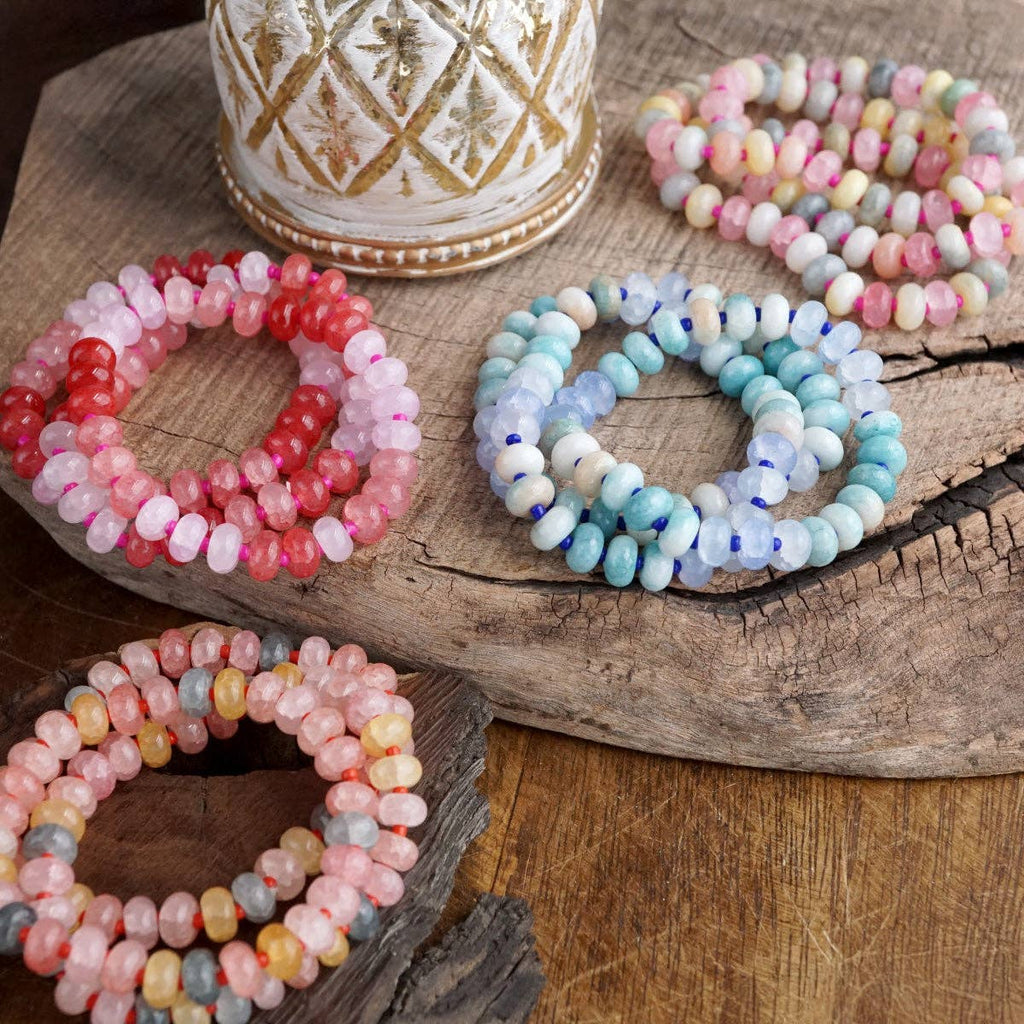 Sunlit Drift – Crackle Glass Rondelle Bracelet Set