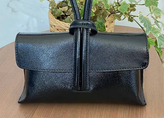 Italian Metallic Leather Crossbody Bag