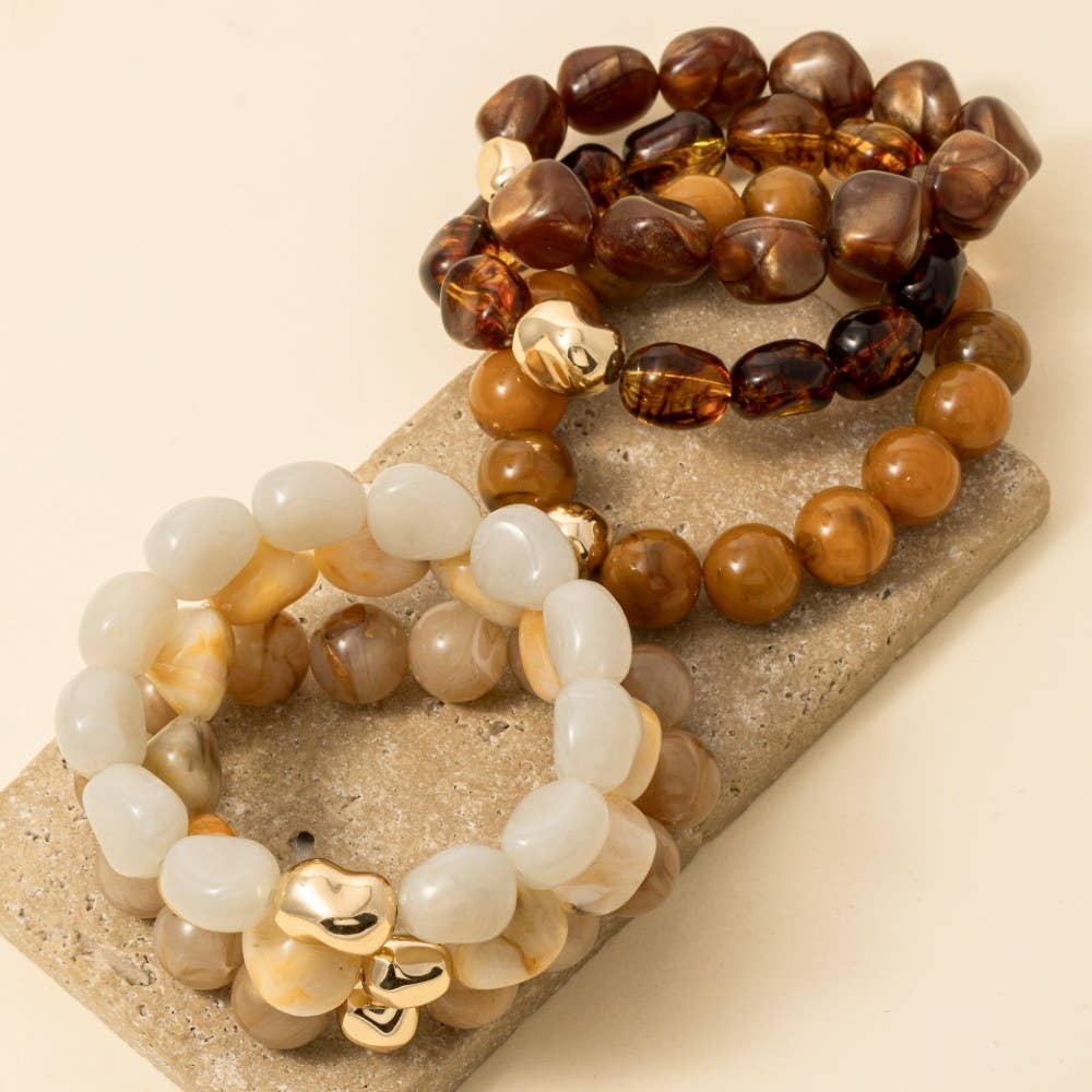 Metallic And Marble Acrylic Beads Bracelet