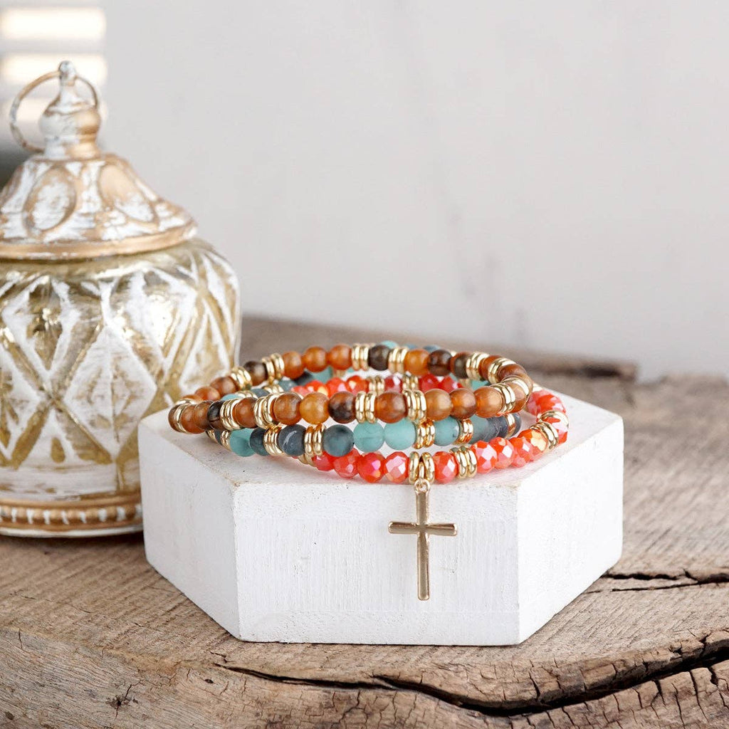 Cross Bracelet Stack Set – Desert Faith Stack - 3 colorways