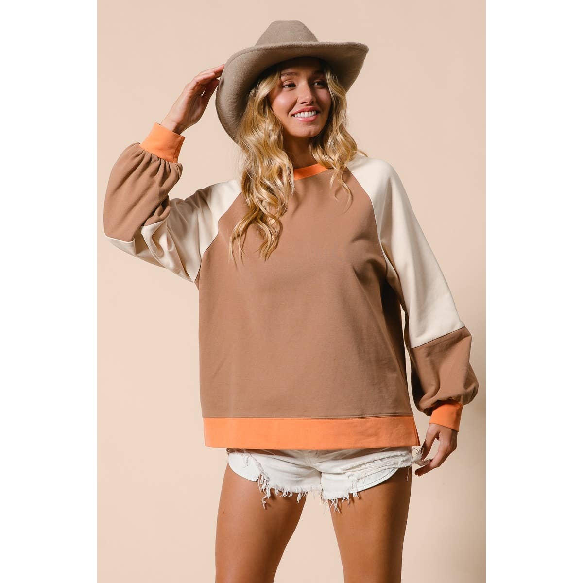 Maris French Terry Color Block Top