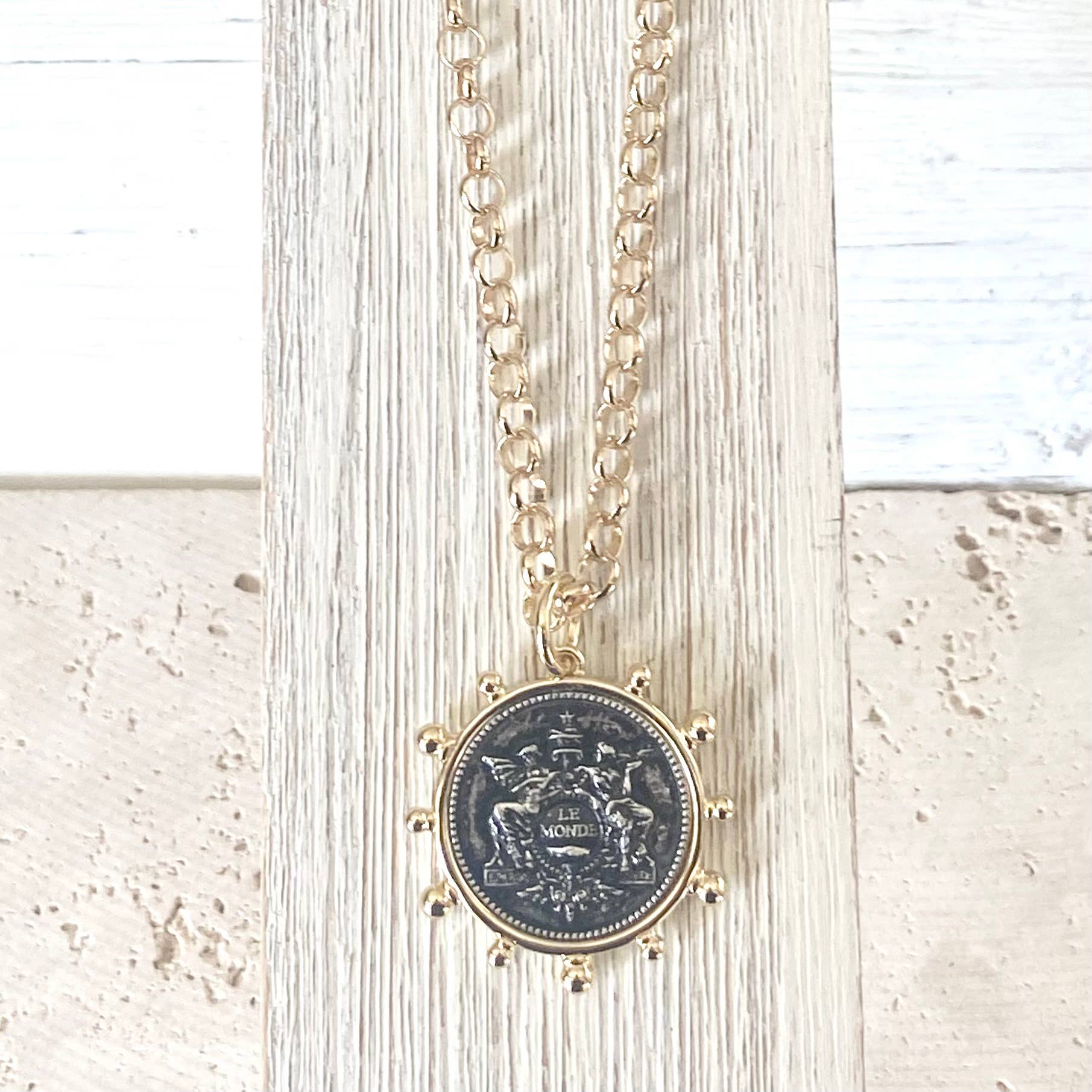 Le Monde French Coin Necklace