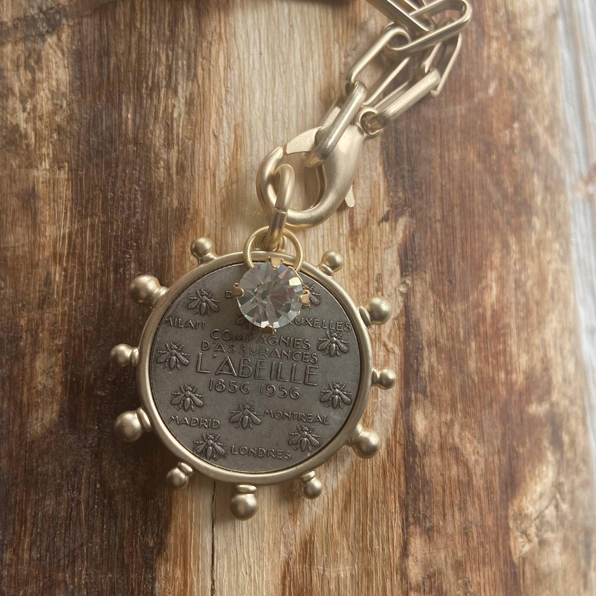 Matte Gold French Bee Coin Medallion