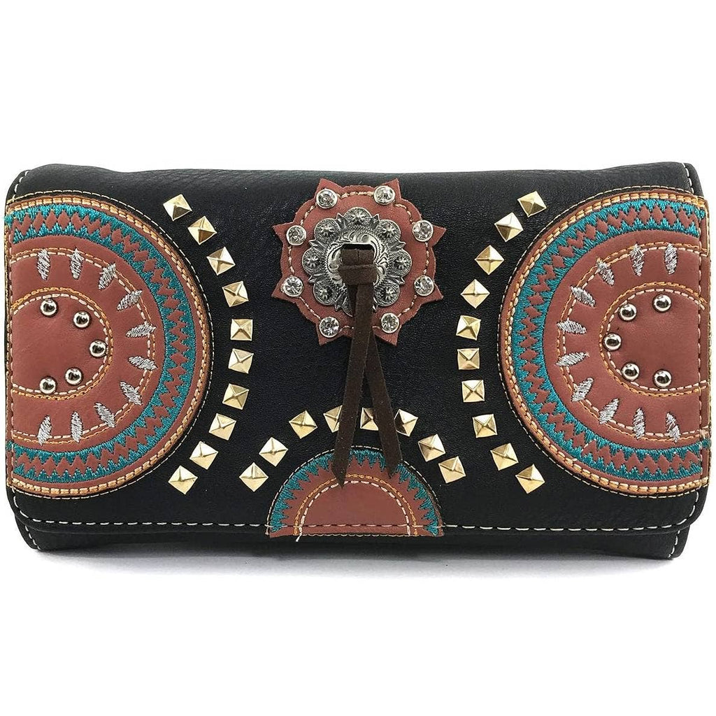 Medallion Concho Vintage Western Crossbody Wallet