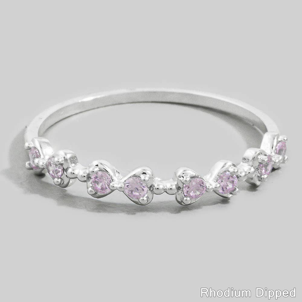 Cz Round Stone Pave Semi Eternity Band Ring