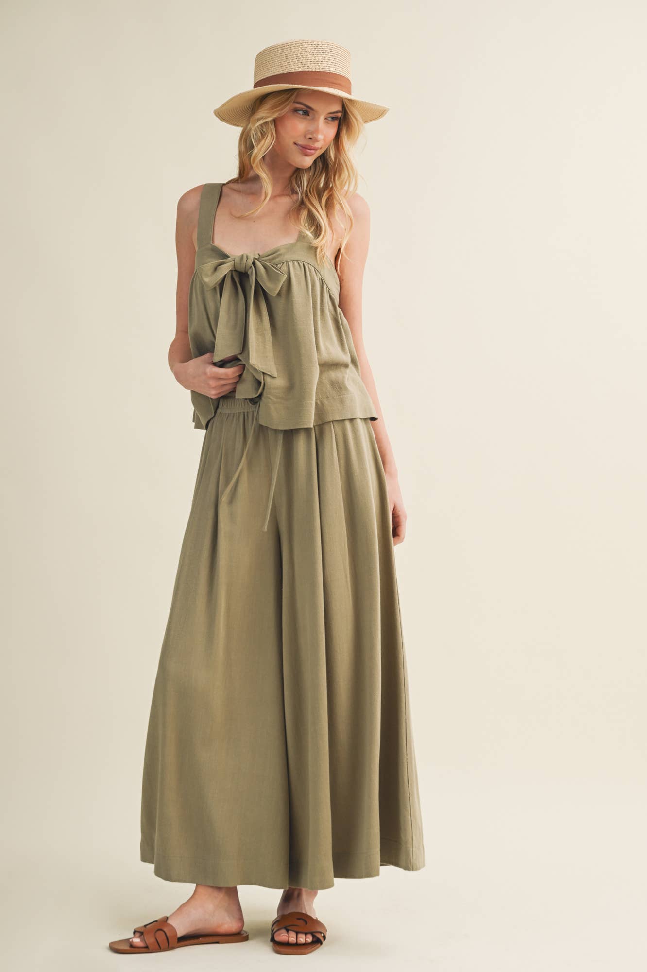 Cascading Volume Drawstring Waist Pants