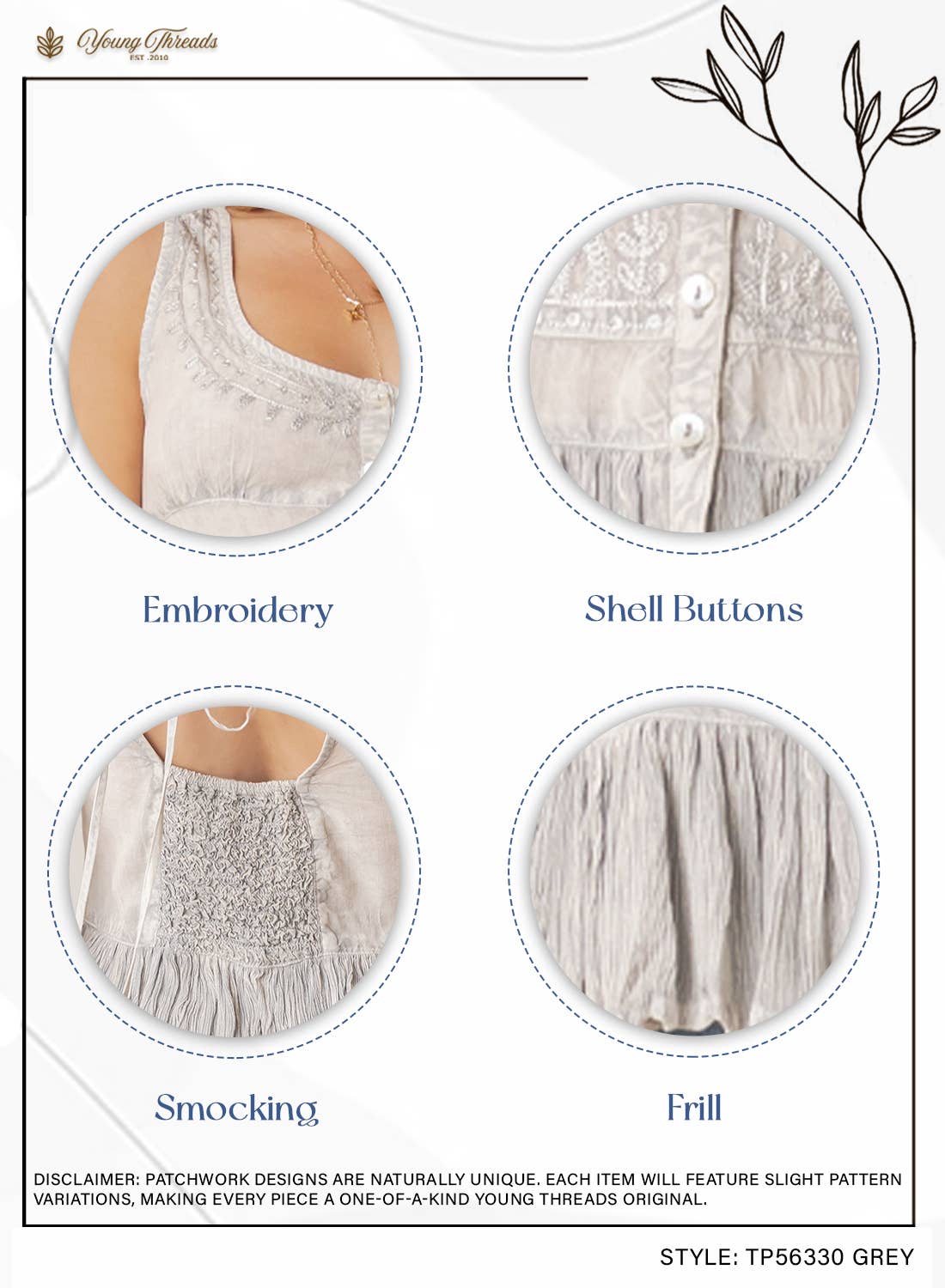 Boho Vintage-Style Embroidered Peplum Tank