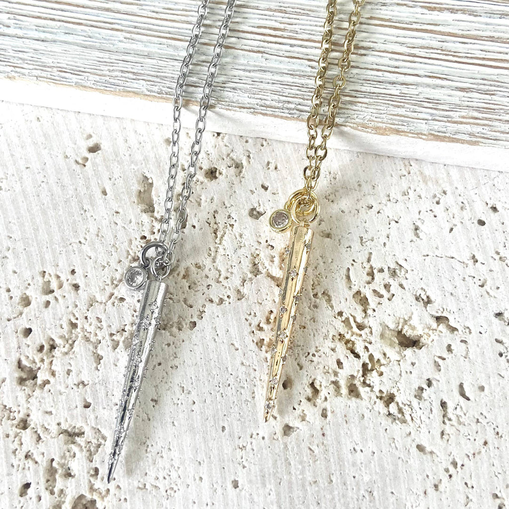 Spike Necklace w/ Clear Crystals